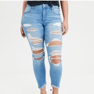 american eagle ripped cropped jeans